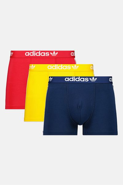 adidas Men 3 Pcs Brand Logo Trunks, Multicolor