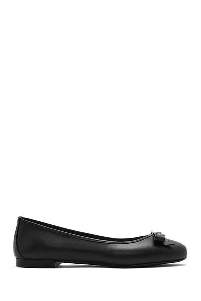 Derimod Women's Black Bow Leather Ballerinas 25Sfd291218
