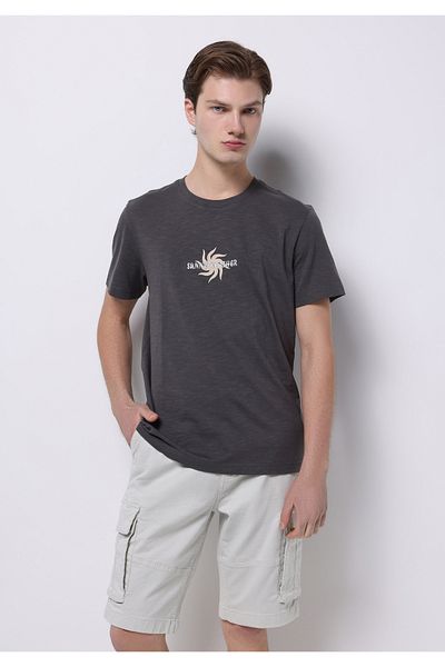 Colin's Regular Fit Round Neck Plain Men's Gray Short Sleeve T-Shirt