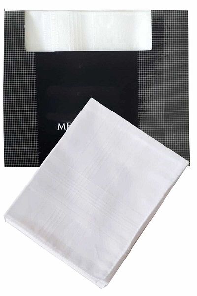 merland benvecocuk Special Pack of 3 Premium Men's Handkerchiefs Set 100% Cotton 42X42 cm White