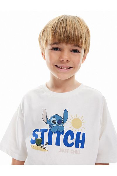 Koton Tricou cu mânecă scurtă din bumbac, cu decolteu, imprimat, cu licență, sezon nou