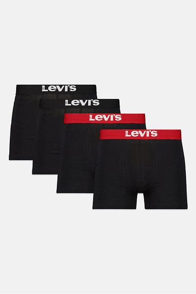 Levi's Men 4 Pcs Brand Logo Boxer Brief, Black