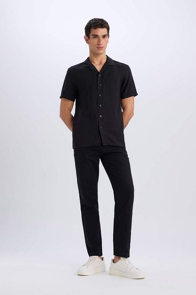 DeFacto Μοντέρνο Fit Summer Polo Neck Basic μονόχρωμο κοντομάνικο πουκάμισο V8406AZ25SM