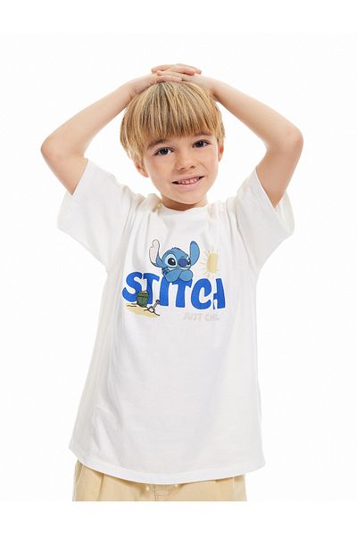Koton Tricou cu mânecă scurtă din bumbac, cu decolteu, imprimat, cu licență, sezon nou