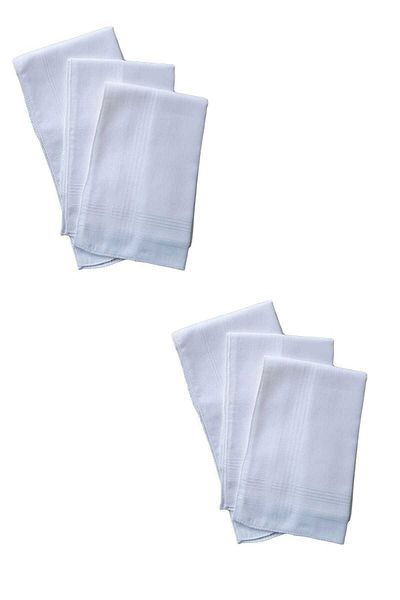merland benvecocuk 6 Pack Hand Pocket Collar Fabric Handkerchief 36X36 cm 100 Cotton Tm White