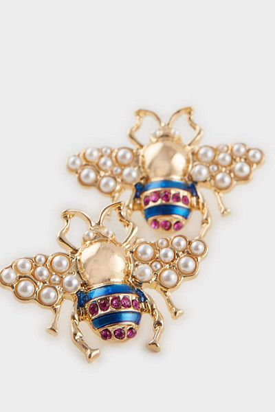 DeFacto Women's Bee Detailed Gold Earrings F0875Axns