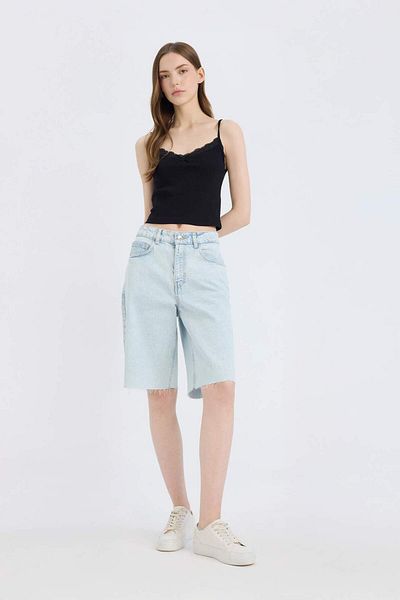 DeFacto Fitted Slim Fit Square Collar Ribbed Camisole Strap Black Undershirt D1240Ax25Sm