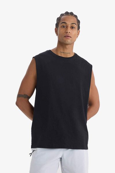DeFacto DeFactoFit Boxy Fit Crew Neck Basc Απλό αθλητικό μονόχρωμο μπλουζάκι A1821AX25HS