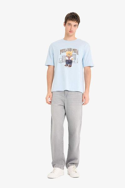 DeFacto Tricou cu mânecă scurtă imprimat cu decolteu rotund, 100% bumbac F4285AX25SM