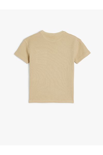 Koton New Season Oversize Basic T-Shirt Short Sleeve Crew Neck Textured Pocket Detailed Cotton
