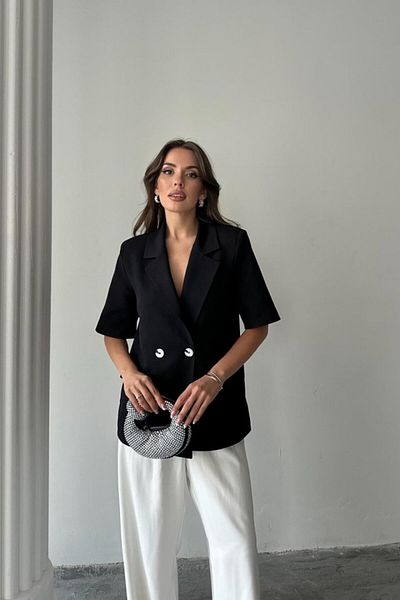TUA MODA Tua Moda Black Short Sleeve Blazer Jacket