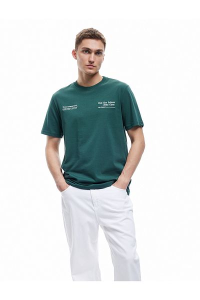 Koton New Season Cotton Embroidered Short Sleeve Regular Fit Crew Neck T-Shirt