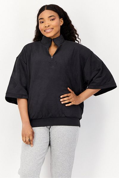 adidas Women Sportswear Fit Short Sleeve Outdoor Sweatshirt, Grey