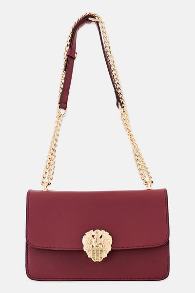 Vince Camuto Women Brand Logo Shoulder Bag, Claret Red