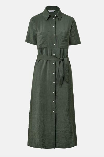 Tchibo Women Plain Button Down Shirt Dress, Green