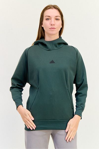adidas Women Sportswear Fit Long Sleeve Outdoor Hooded Sweatshirt, Dark Grey