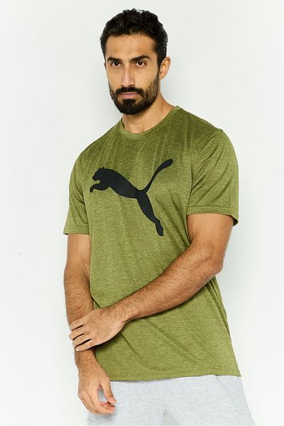 Puma Men Sportswear Fit Brand Logo Training T-Shirts, Olive Green Heather