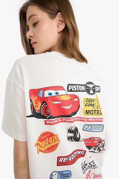 DeFacto Coool Cars Oversize Wide Mold Printed Short Sleeve T-Shirt F5159Ax25Sm