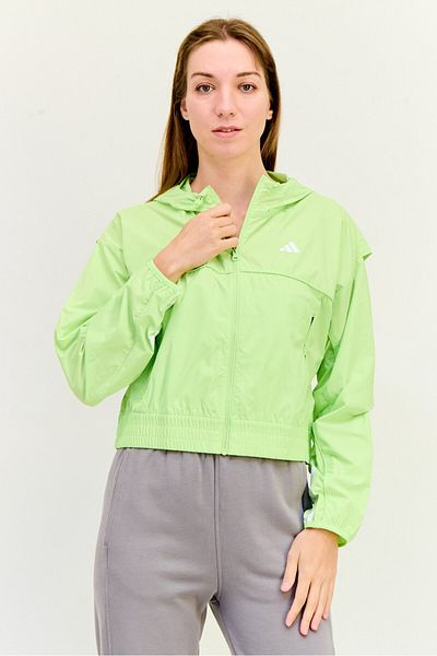 adidas Women Sportswear Fit Long Sleeve Outdoor Windbreaker Jacket, Lime Green