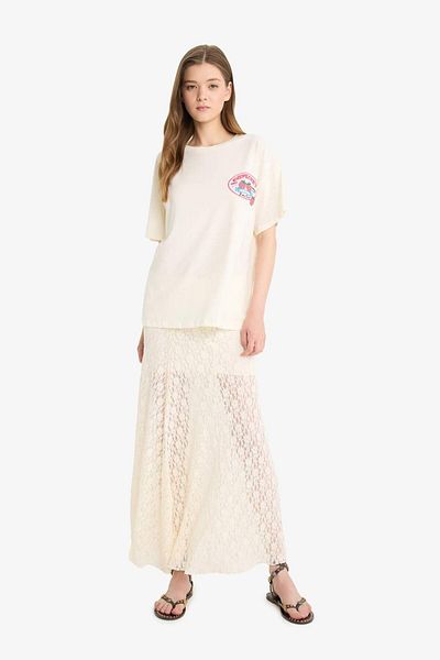 DeFacto Coool Oversize Wide Fit Crew Neck Photo Back Printed Short Sleeve T-Shirt F4787Ax25Sm