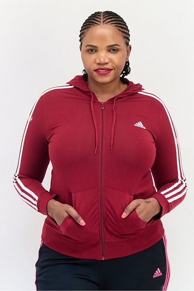 adidas Women Sportswear Fit Long Sleeve Outdoor Sweatshirt, Maroon