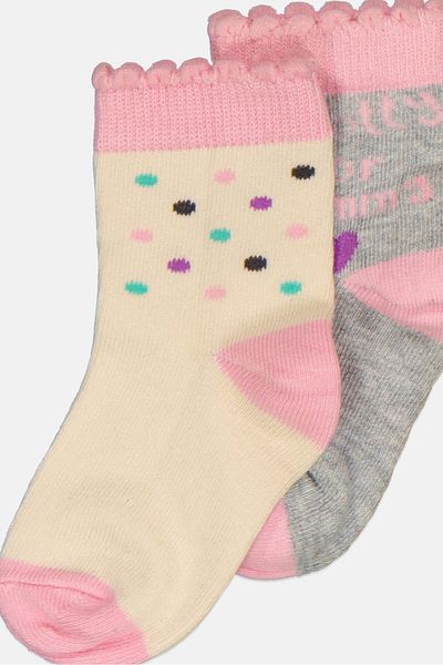 MOTHERCARE Toddlers Girl 2 Pairs Allover Printed Socks, Multicolor