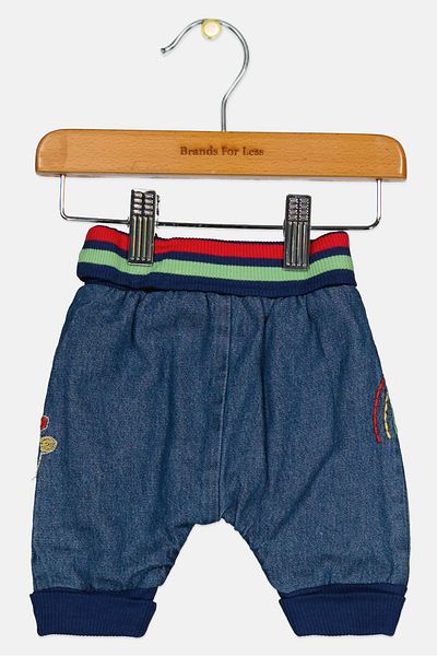 MOTHERCARE بنطال رياضي من قماش الدنيم بطبعة جرافيكية للأولاد الصغار، أزرق داكن