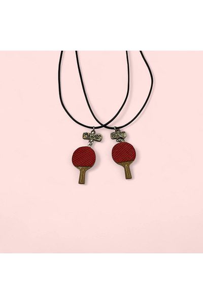 Herşey Nota Best Friends Necklace with Racket Figure – Set of 2 Sports Themed Friendship Jewelry