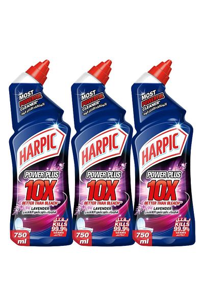 Harpic Lavender Power Plus 10X Most Powerful Toilet Cleaner 3 x 750 ml