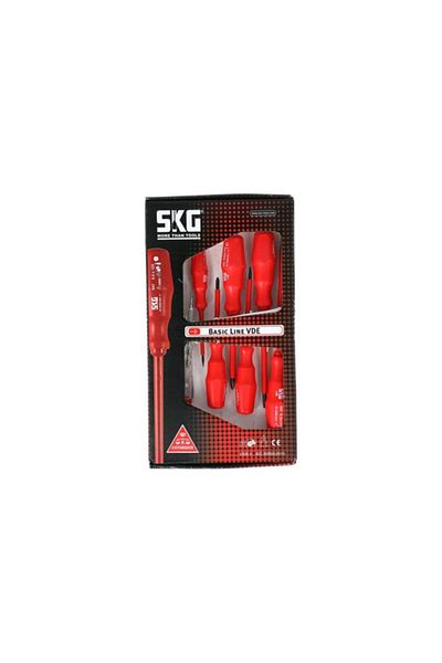 Generic مجموعة مفكات براغي SKG Basic Line VDE مكونة من 7 قطع باللونين الأحمر والشفاف 560/8
