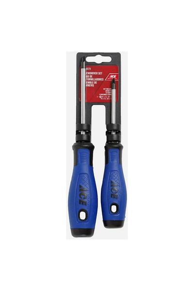 Generic طقم مفكات براغي ACE المتينة المقاومة للكسر بطرف بوزي، مكون من قطعتين، متعدد الألوان YF-SS42