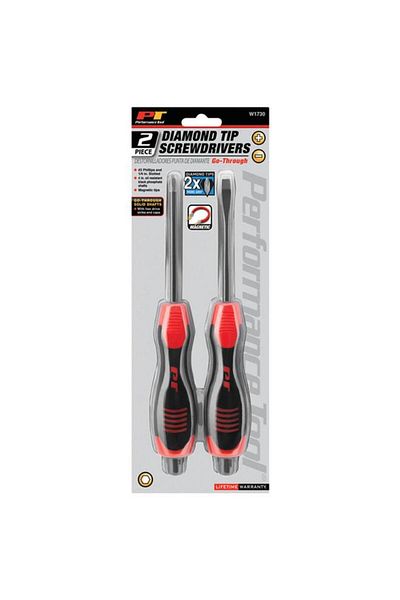 Generic طقم مفكات براغي بطرف ماسي من قطعتين من Performance Tool، أحمر وأسود، W1730