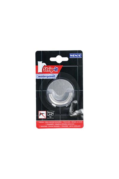 Generic Wenko Strip-it Waterproof Stainless Steel Matt Finish Wall Hook Silver 4466191100