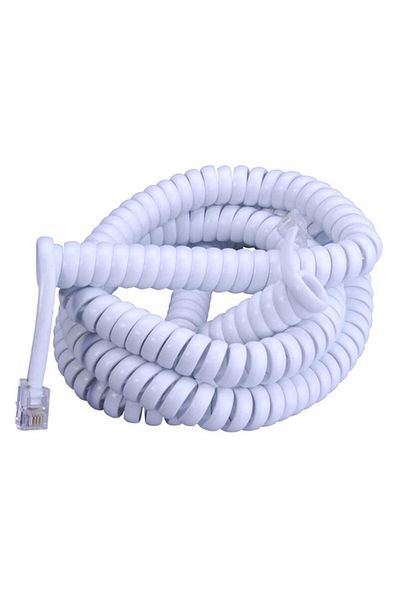 Generic Monster Jhiu Just Hook It Up 4-Conductor Telephone Handset Coiled Cord White 12ft 140154-00