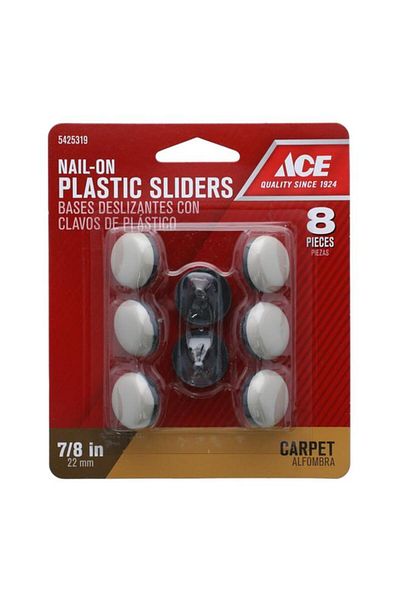 Generic ACE 8 قطع من البلاستيك المنزلق المثبت بالمسامير - أبيض عاجي 22 مم