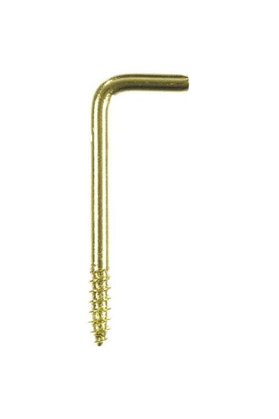 Generic ACE 5-Piece Polished Brass Easy to Install Square Bend Screw Hook Gold 1-3/8inch 5029350