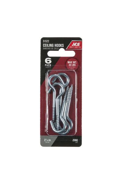 Generic خطاف سقف ACE مكون من 6 قطع فضي 2 1/8 بوصة 01-3480-132