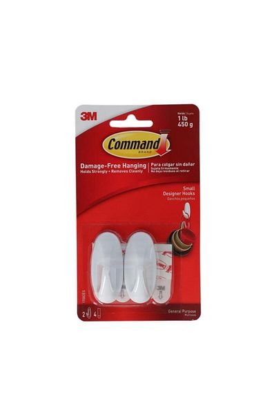 Generic خطاف لاصق أبيض صغير من كوماند، قطعتين، تصميم عملي
