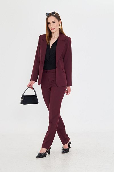 LOVELF Costum Polyviscon cu un singur buton Roșu Claret