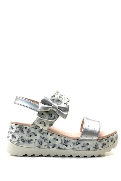 Tuğba Ortopedi T.O 2604-1 Girl's Silver Patent Leather Wedge Heeled Sandals