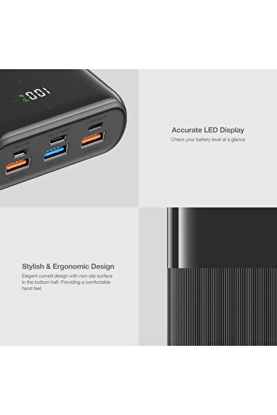 Veger Portable Charger Power Bank 30000mAh, 22.5W QC 3.0 PD 20W USB 6-Port 3A Fast Charging Charger,