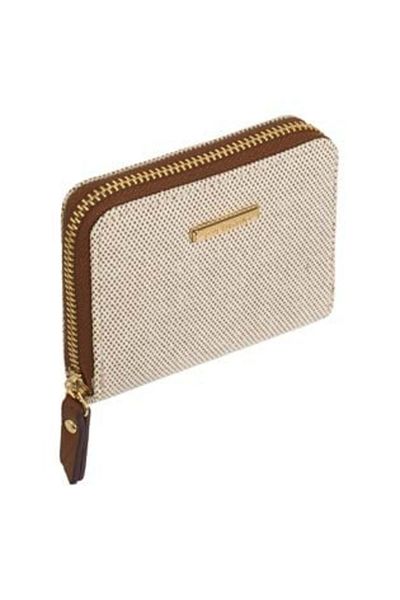 OEM Portofel mini bej-maro pentru femei 11 x 9 x 3 cm
