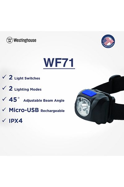 Westinghouse مصباح رأس قابل لإعادة الشحن WF71 مع مستشعر حركة