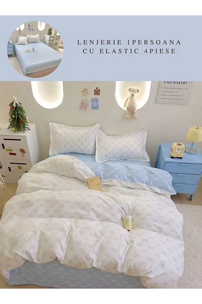 CHIRASO Finet CHIRASO 1 Person Bedding Set, 4 pieces, Fitted Sheet 140x200, bows