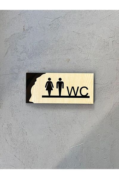 Mars Wc Toilet Sign 25X10 cm Door Orientation Sign Large Size