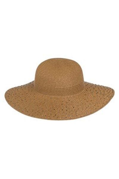 OEM Hat in Natural Dark Color with Black Rhinestones for Women