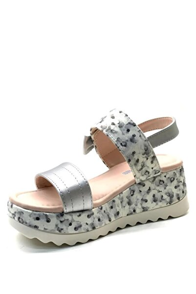 Tuğba Ortopedi T.O 2604-1 Girl's Silver Patent Leather Wedge Heeled Sandals