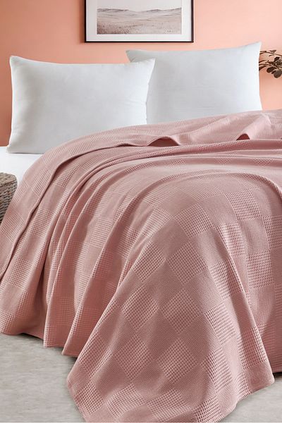 Eponj Home Double 100% Cotton Pique Cover 200X230 cm – Tile Patterned Powder – Weave Series