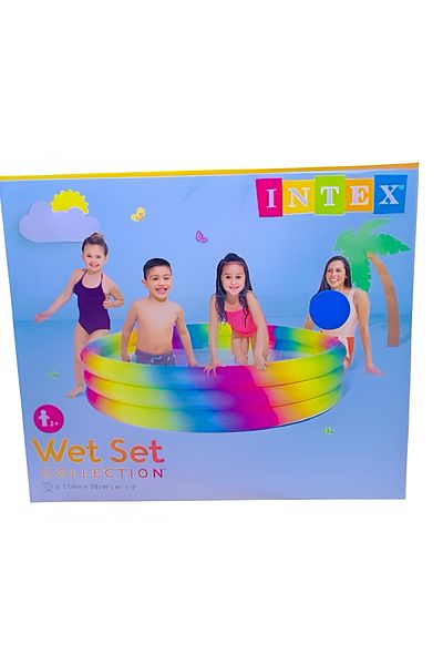 Intex Rainbow Ombre 3-Ring Circular Inflatable Swimming Pool – 168 x 46 cm