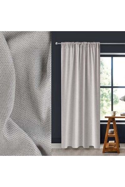 OEM Perdea decorativă cu bandă maro bej zig zag 137 x 260 cm